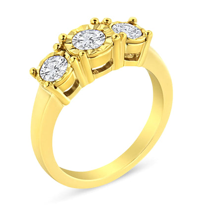 1 Carat Rounded Diamond 14K Gold Plated Ring