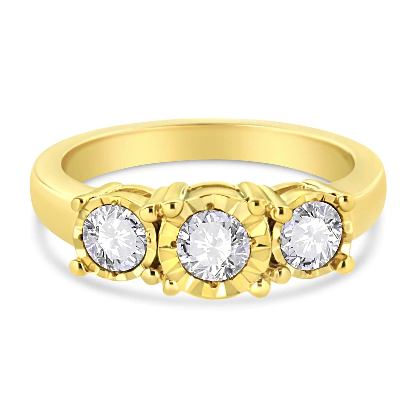 1 Carat Rounded Diamond 14K Gold Plated Ring