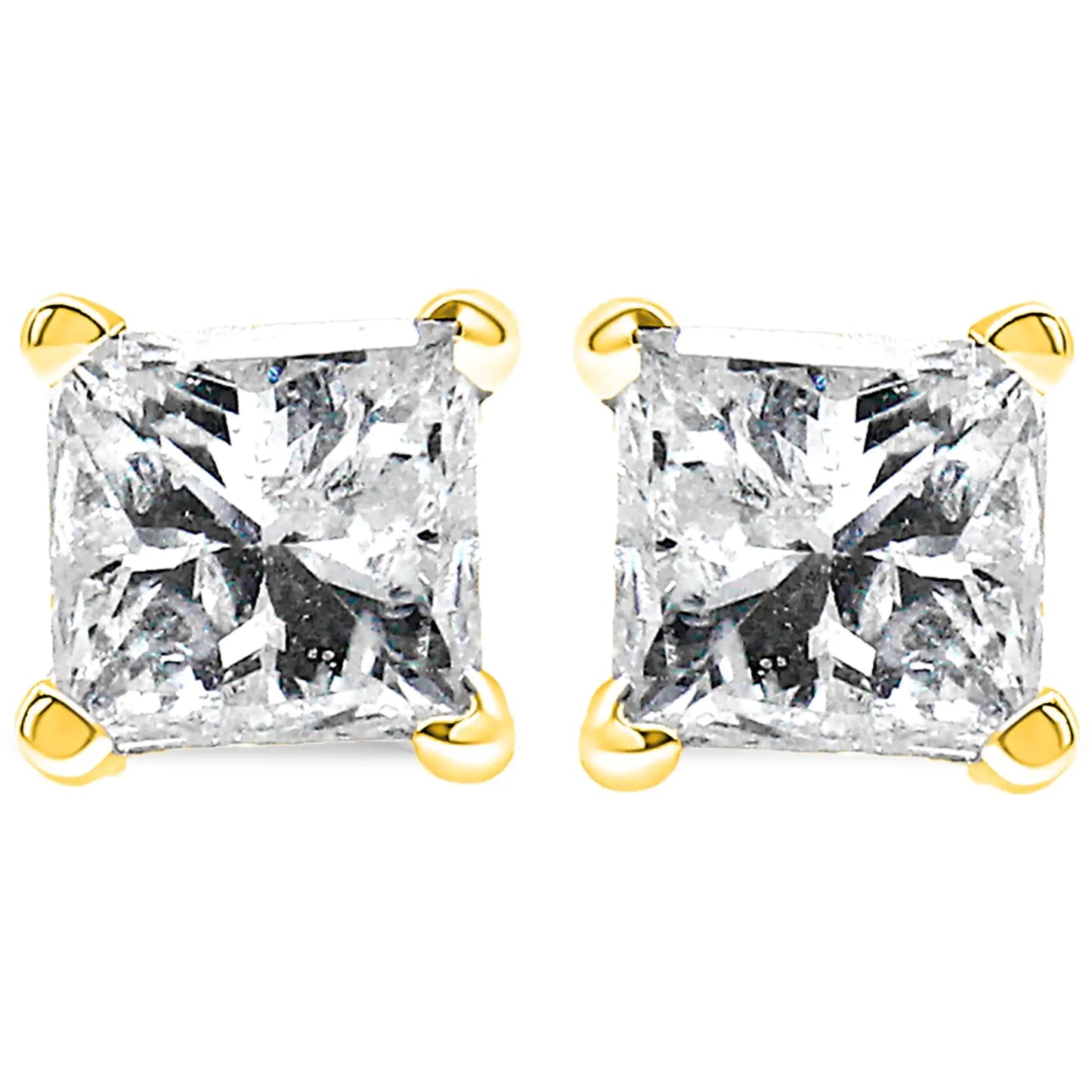 Diamond Princess-Cut 4-Prong Square Solitaire Stud Earrings