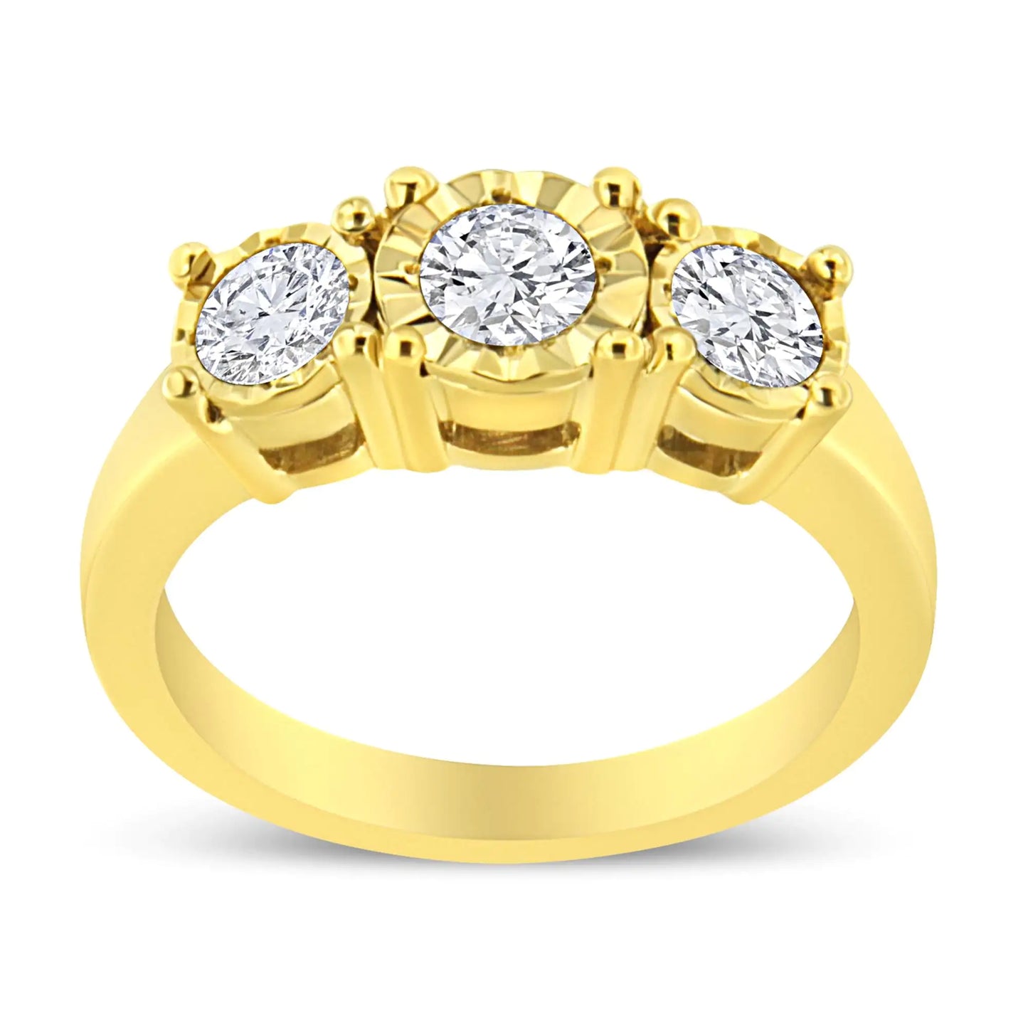 1 Carat Rounded Diamond 14K Gold Plated Ring