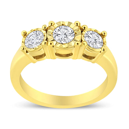 1 Carat Rounded Diamond 14K Gold Plated Ring